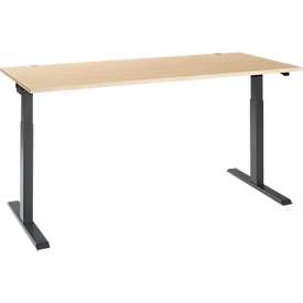 Schäfer Shop Select Bureau ERGO-T 2.0 - elektrisch in hoogte verstelbaar - B 1800 x D 800 x H 715-1205 mm - T-voet antraciet - ahorn decor - ons merk 