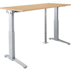 Schäfer Shop Genius bureau PLANOVA ERGOSTYLE S, elektrisch in hoogte verstelbaar, C-voet, B 1600 mm, ahorn/aluminium zilver, Memorymaster, kabelslang