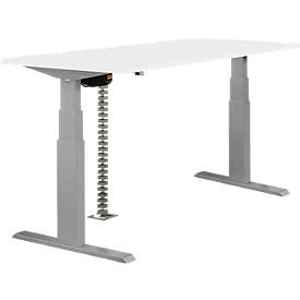 Schäfer Shop  Select NEVADA Bureautafel ,elektrisch in hoogte verstelbaar, breedte 1600 mm, tweetraps H 640 - 1300 mm, wit blad en alu onderstel