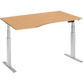 Schäfer Shop Select Schäfer Shop  Select Bureautafel met aanbouw ERGO-T, T-poot, aanbouw links, tweetraps elektr. in hoogte verstelbaar, B 1800 mm, beukenpatroon