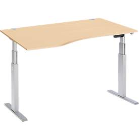 Schäfer Shop Select Schäfer Shop  Select Bureautafel met aanbouw ERGO-T, T-poot, aanbouw links, tweetraps elektr. in hoogte verstelbaar, B 1800 mm, esdoornpatroon