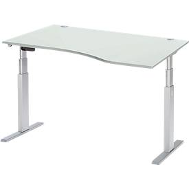 Schäfer Shop Select Schäfer Shop  Select Bureautafel met aanbouw ERGO-T, T-poot, aanbouw rechts, tweetraps elektr. in hoogte verstelbaar, B 1800 mm, lichtgrijs