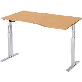 Schäfer Shop Select Schäfer Shop  Select Bureautafel met aanbouw ERGO-T, T-poot, aanbouw rechts, tweetraps elektr. in hoogte verstelbaar, B 1800 mm, beukenpatroon