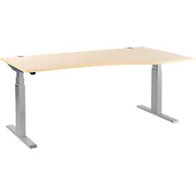 Schäfer Shop Select Schäfer Shop  Select Bureautafel met aanbouw ERGO-T, T-poot, aanbouw rechts, tweetraps elektr. in hoogte verstelbaar, B 1800 mm, esdoornpatroon