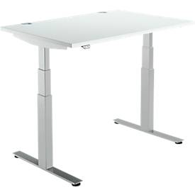 Schäfer Shop Select Schäfer Shop  Select Bureautafel DRIVE UP 2, T-poot, rechthoek, tweetraps elektrisch in hoogte verstelbaar, B 1200 mm, lichtgrijs/blank aluminium