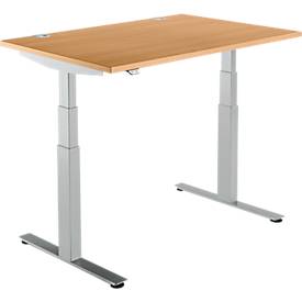 Schäfer Shop Select Schäfer Shop  Select Bureautafel DRIVE UP 2, T-poot, rechthoek, tweetraps elektrisch in hoogte verstelbaar, B 1200 mm, beuken/blank aluminium