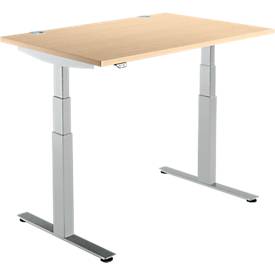 Schäfer Shop Select Schäfer Shop  Select Bureautafel DRIVE UP 2, T-poot, rechthoek, tweetraps elektrisch in hoogte verstelbaar, B 1200 mm, esdoorn/blank aluminium