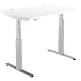 Schäfer Shop Select Schäfer Shop  Select Bureautafel DRIVE UP 2, T-poot, rechthoek, tweetraps elektrisch in hoogte verstelbaar, B 1200 mm, wit/blank aluminium