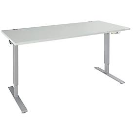 Schäfer Shop Genius bureau AERO FLEX, elektrisch in hoogte verstelbaar, rechthoekig, T-voet, B 1800 mm, aluminium lichtgrijs/wit