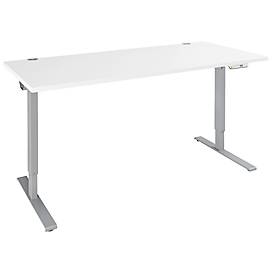 Schäfer Shop Genius bureau AERO FLEX, elektrisch in hoogte verstelbaar, rechthoekig, T-voet, B 1800 x D 800 x H 620-1280 mm, wit/blank aluminium