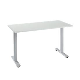 Bureau Start Off Home Office, B 1300 x D 650 x H 735 mm, T-voet, lichtgrijs/blank aluminiumkleurig