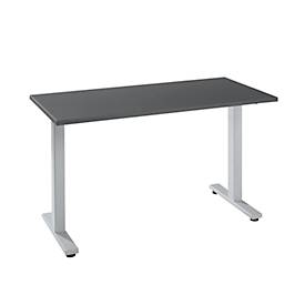 Home Office Bureau Start Off, rechthoekig, T-voet, B 1300 x D 650 x H 735 mm, grafiet/wit aluminium