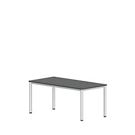 Bureautafel NEVADA, 4-poot, rechthoek, ronde buis, B 1600 x D 800 x H 740 mm, donkergrijs/wit