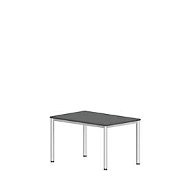 Bureautafel NEVADA, 4-poot, rechthoek, ronde buis, B 1200 x D 800 x H 740 mm, donkergrijs/wit