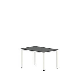Bureautafel NEVADA, 4-poot, rechthoek, vierkante buis, B 1200 x D 800 x H 740 mm, donkergrijs/wit