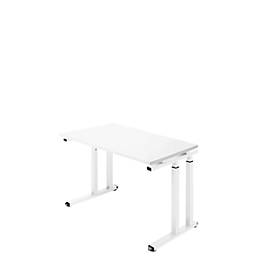 Bureau-opzet, rechthoekig, C-voet, B 1300 x D 650 x H 685-820 mm, wit/wit