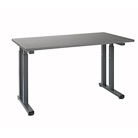 Bureauopstelling, rechthoekig, C-voet, B 1300 x D 650 x H 685-820 mm, grafietgrijs/grafietgrijs