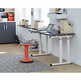 Bureauopstelling, rechthoekig, C-voet, B 1300 x D 650 x H 685-820 mm, grafietgrijs/wit
