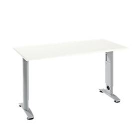 Schäfer Shop Select Home Office tafel Login, C-poot, B 1300 x D 650 mm, wit/blank aluminium