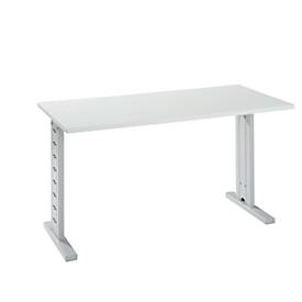 Bureautafel MOXXO IQ, rechthoekig, C-poot, B 1300 x D 650 x H 735 mm, alu lichtgrijs/wit RAL 9006