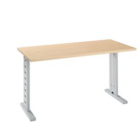 Bureautafel MOXXO IQ, rechthoekig, C-poot, B 1300 x D 650 x H 735 mm, ahorn/wit aluminium RAL 9006