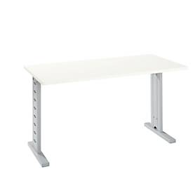 Bureautafel MOXXO IQ, rechthoekig, C-voet, B 1300 x D 650 x H 735 mm, alu wit/wit RAL 9006