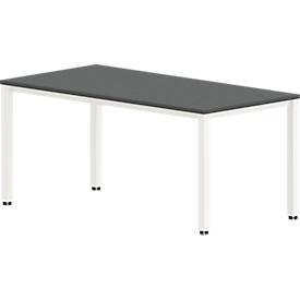 Bureautafel NEVADA, 4-poot, rechthoek, vierkante buis, B 1600 x D 800 x H 740 mm, donkergrijs/wit