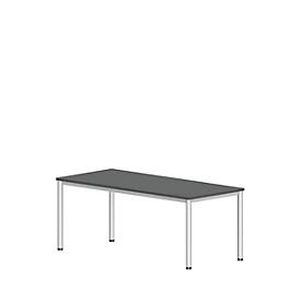 Bureautafel NEVADA, 4-poot, rechthoek, ronde buis, B 1800 x D 800 x H 740 mm, donkergrijs/wit