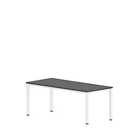 Bureautafel NEVADA, 4-poot, rechthoek, vierkante buis, B 1800 x D 800 x H 740 mm, donkergrijs/wit
