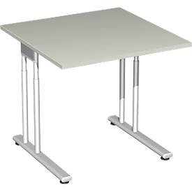 Bureautafel PALENQUE, C-poot, rechthoek, B 800 x D 800 x H 680-820 mm, lichtgrijs