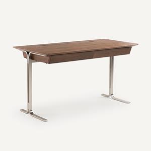 AM.PM Notenhouten bureau met satijnnikkel pootgedeelte, Jackson