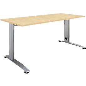 Schäfer Shop Select LOGIN bureau, handmatig in hoogte verstelbaar, C-poot, B 1200 x D 800 x H 660-820 mm, ahorn/blank aluminium