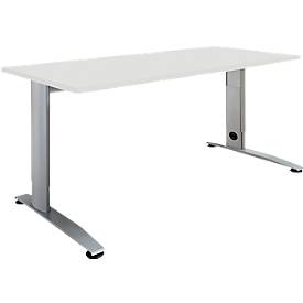 Schäfer Shop Select LOGIN bureau, handmatig in hoogte verstelbaar, C-poot, B 1200 x D 800 x H 660-820 mm, aluminium lichtgrijs/wit