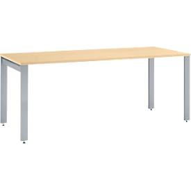 Schäfer Shop Select LOGIN bureau, 4-poots, B 1600 x D 800 x H 740 mm, ahorn/blank aluminium