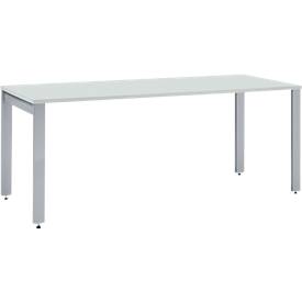 Schäfer Shop Select LOGIN bureau, 4-poots, B 1600 x D 800 x H 740 mm, aluminium lichtgrijs/wit