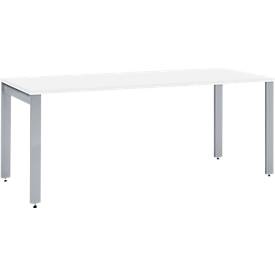Schäfer Shop Select LOGIN bureau, 4-poots, B 1600 x D 800 x H 740 mm, wit/blank aluminium