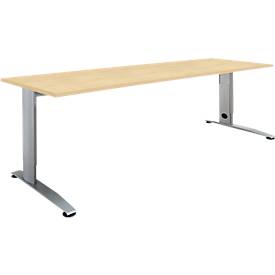 Schäfer Shop Select LOGIN bureau, handmatig in hoogte verstelbaar, C-poot, B 1600 x D 800 x H 660-820 mm, ahorn/blank aluminium