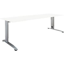 Schäfer Shop Select LOGIN bureau, handmatig in hoogte verstelbaar, C-poot, B 1600 x D 800 x H 660-820 mm, wit/blank aluminium