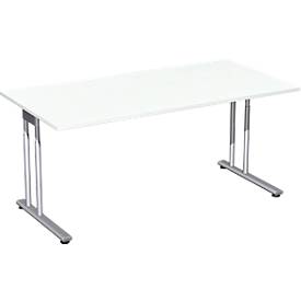 Bureautafel PALENQUE, C-poot, rechthoek, B 1600 x D 800 x H 680-820 mm, wit