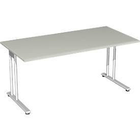 Bureautafel PALENQUE, C-poot, rechthoek, B 1600 x D 800 x H 680-820 mm, lichtgrijs
