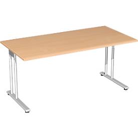 Bureautafel PALENQUE, C-poot, rechthoek, B 1600 x D 800 x H 680-820 mm, beuken