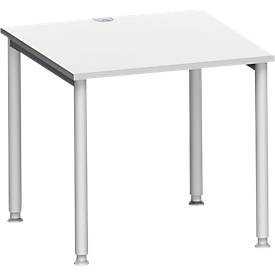 Schäfer Shop Genius Schäfer Shop  Genius Bureautafel MODENA FLEX, 4-poot ronde buis, B 800 x D 800 mm, lichtgrijs/blank aluminium