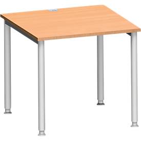Schäfer Shop Genius Schäfer Shop  Genius Bureautafel MODENA FLEX, 4-poot ronde buis, B 800 x D 800 mm, beuken/blank aluminium