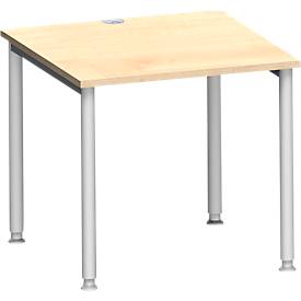 Schäfer Shop Genius Schäfer Shop  Genius Bureautafel MODENA FLEX, 4-poot ronde buis, B 800 x D 800 mm, esdoorn/blank aluminium