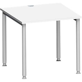 Schäfer Shop Genius Schäfer Shop  Genius Bureautafel MODENA FLEX, 4-poot ronde buis, B 800 x D 800 mm, wit/blank aluminium