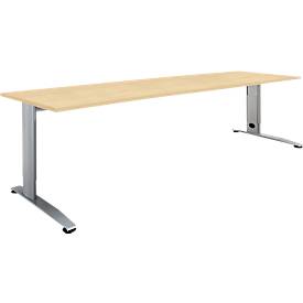 Schäfer Shop Select LOGIN bureau, handmatig in hoogte verstelbaar, C-poot, B 1800 x D 800 x H 660-820 mm, ahorn/blank aluminium