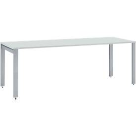 Schäfer Shop Select LOGIN bureau, 4-poot, B 1800 x D 800 x H 740 mm, aluminium lichtgrijs/wit