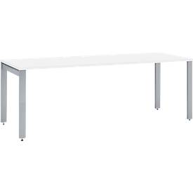 Schäfer Shop Select LOGIN bureau, 4-poot, B 1800 x D 800 x H 740 mm, wit/blank aluminium