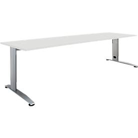 Schäfer Shop Select LOGIN bureau, handmatig in hoogte verstelbaar, C-poot, B 1800 x D 800 x H 660-820 mm, aluminium lichtgrijs/wit