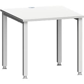 Schäfer Shop Genius Bureau MODENA FLEX, vierkant, 4-poots vierkante buis, B 800 x D 800 x H 720-820 mm, lichtgrijs/wit aluminium